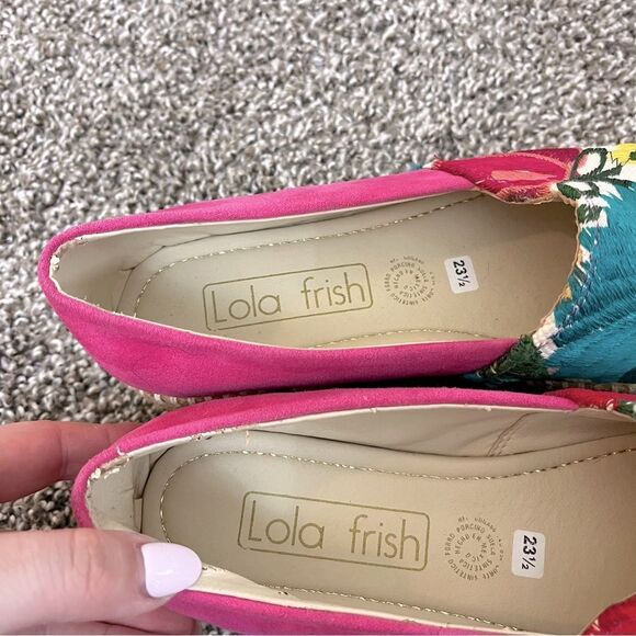 Lola Frish Floral Embroidered Platform Espadrille Slip On Size 23.5 or US 6.5 - Picture 11 of 14